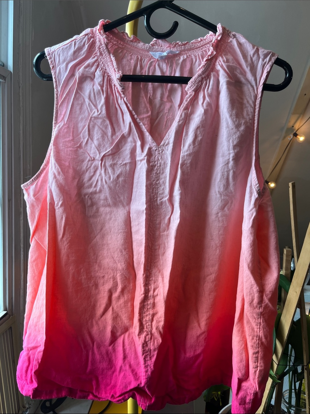 Time and Tru Pink Ombre Sleeveless V-Neck Tank